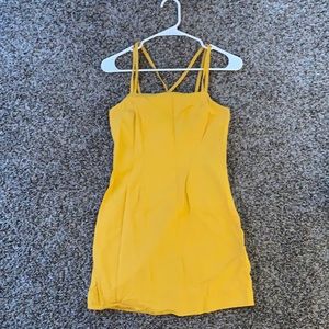 Mustard Yellow Linen Mini Dress Size S Forever 21
